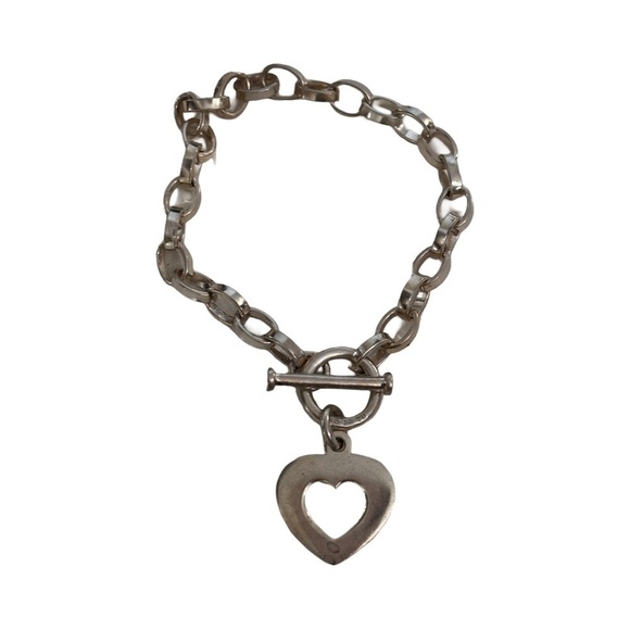 Silpada heart cut out oval chain toggle bracelet  sterling silver - Picture 1 of 6